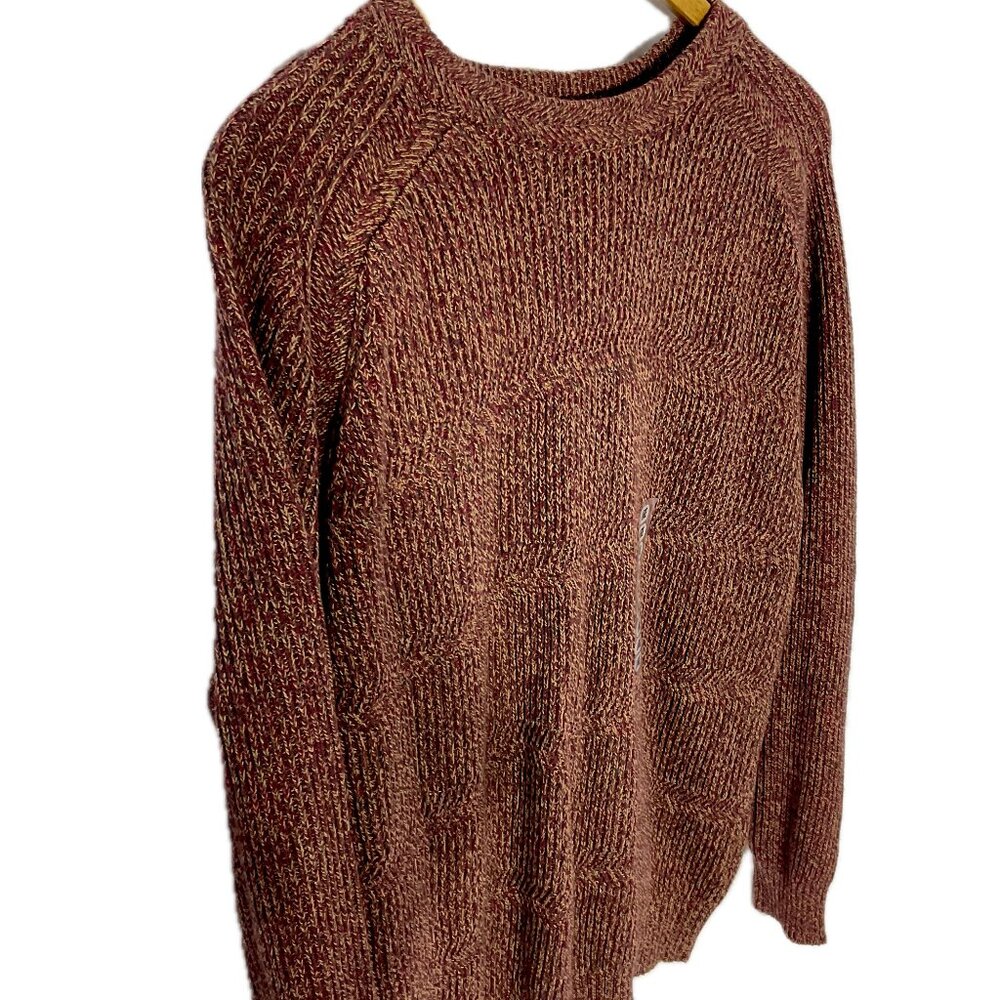 NWT Geoffrey Beene Mens Sz L Marled Cotton Crewneck Sweater Ginger